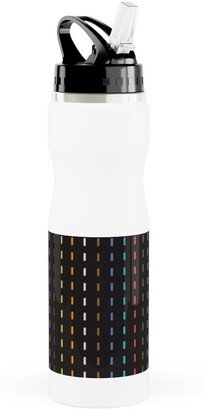 Photo Water Bottles: Soda Nation Stripes - Dark Multi Stainless Steel Water Bottle With Straw, 25Oz, With Straw, Black