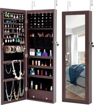 Calnod Fashion Simple Jewelry Storage Mirror Cabinet With LED Lights Can Be Hung On The Door Or Wall-AA