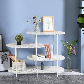 EDWINRAY 4-Tier Multi-Function Storage Shelf,Living Room Bookshelf, Small Kitchen Shelf Stylish Marble design