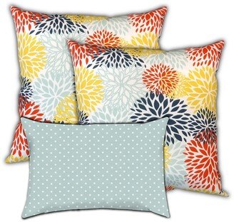 Joita Home Sunshine Blossums Indoor/Outdoor, Zippered Pillow Cover with Insert, Set of 3 Pillow