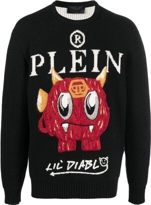 Embroidered-Motif Crew-Neck Jumper-AA