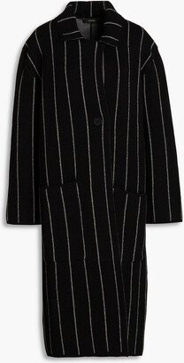 Pinstriped jacquard-knit wool coat