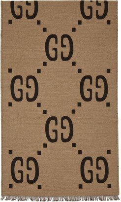 Beige & Brown Wool GG Scarf