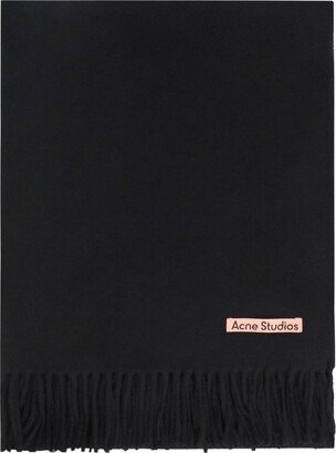 Logo Patch Fringed-Edge Scarf