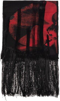 Logo Intarsia-knit Fringed Scarf-AA