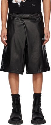 Black Covered Faux-Leather Shorts