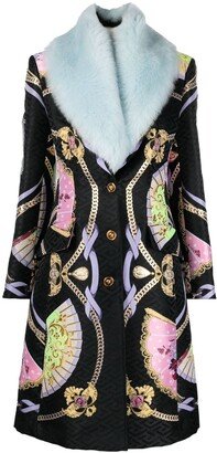 Baroque-Print Single-Breasted Coat