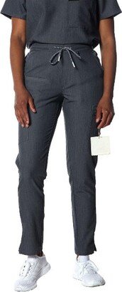 Member Only Women Scrub Jogger Cargo Pant With Open Bottom Leg (Printed Wait Pocket Bag) - Graphite- Large