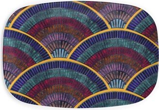 Serving Platters: Moody Art Deco Tile - Dark Serving Platter, Multicolor