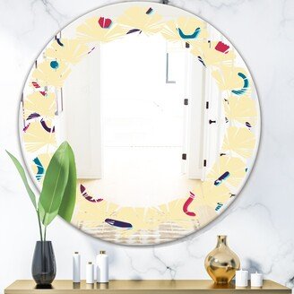 Designart 'Retro Abstract Pattern Design VI' Printed Modern Round or Oval Wall Mirror - Leaves