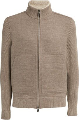 Fioroni Cashmere Wool Ribbed-Sleeve Jacket