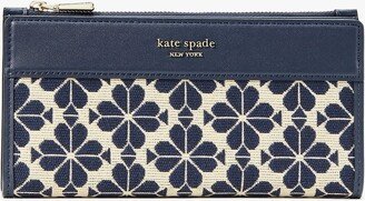 Spade Flower Jacquard Zip Slim Wallet