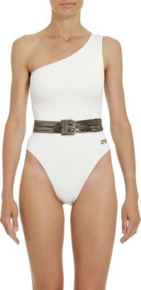 One-Shoulder Belted One-Piece Swimsuit