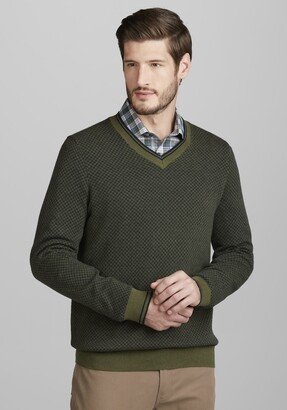 Men's Tailored Fit Jacquard V-Neck Sweater