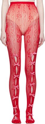 Nodress SSENSE Exclusive Red Bowknot Fishnet Tights