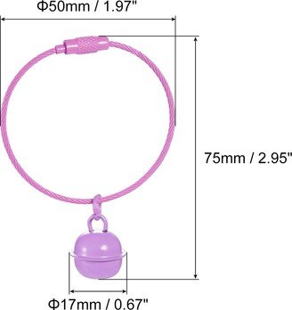 Unique Bargains 5Pcs Pet Bells, Stainless Steel 50mm Dia Jingle Bells Cable Purple DIY - 50mm/1.97