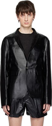 SAPIO Black Vitellino Leather Jacket