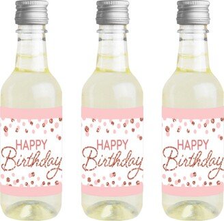 Big Dot Of Happiness Pink Rose Gold Birthday Mini Wine and Champagne Label Stickers Party Favor 16 Ct