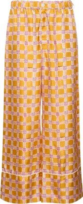 Printed silk twill pajama pants-AB