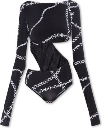 Bodysuit With Logo - Black-AB