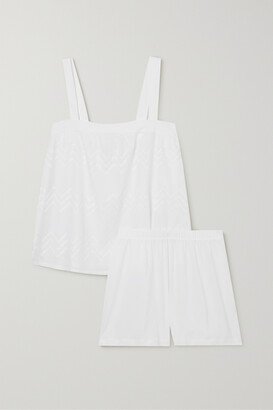 Vivia Embroidered Cotton-batiste And Cotton-jersey Pajama Set - White