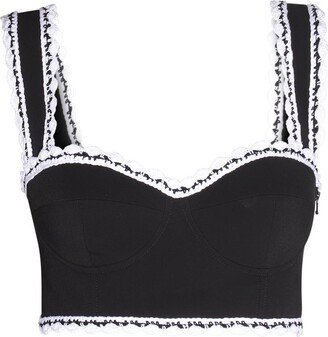 Crochet-Trim Bustier Cropped Top