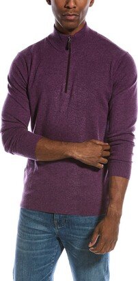 Suede-Trim Cashmere Mock Sweater-BC