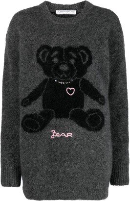 Intarsia-Knit Teddy-Bear Jumper