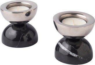 . Bruci Editora De Diseño Balance Nickel-Plated Brass And Marble Candle Holders - Black