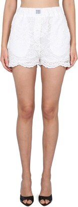 Logo-Patch Elasticated Waistband Laced Shorts