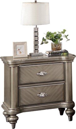 2 Drawer Nightstand with Round Legs in Grey