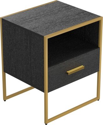 Simplie Fun Update Modern Nightstand with Drawers, Suitable for Bedroom/Living Room/Side Table (Gold and Black )