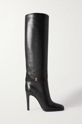 Diane Logo-embellished Leather Knee Boots - Black