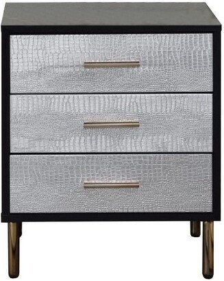 19 Inch Glamorous Style Nightstand, 3 Drawers