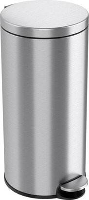 Step Pedal Kitchen Trash Can with AbsorbX Odor Filter and Removable Inner Bucket 8 Gallon Round Stainless Steel