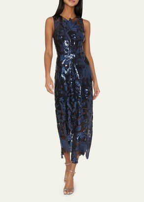 Kinsley Floral Sequin Sleeveless Midi Dress