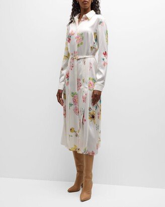 Jane Floral Print Silk Shirtdress