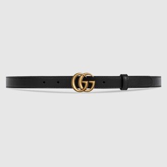 Leather belt with Double G buckle-AE