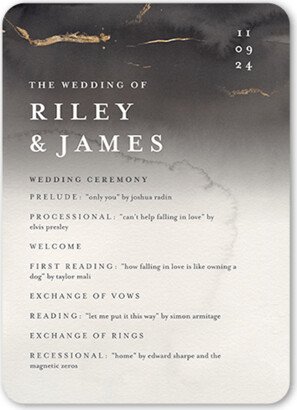 Wedding Program Cards: Weathered Wash Wedding Program, Gray, 5X7 Flat Program, Matte, Signature Smooth Cardstock, Rounded