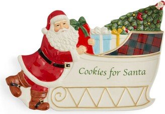 Christmas Tree Tartan Santa Cookie Plate