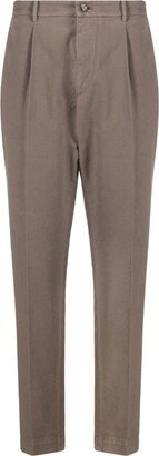 Pleated Cotton-Blend Tapered Trousers-AB