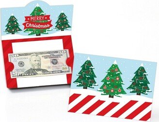 Big Dot of Happiness Snowy Christmas Trees - Classic Holiday Party Money and Gift Card Holders - Set of 8