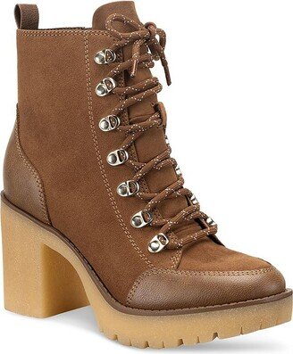 Lennonn Womens Microsuede Ankle Combat & Lace-up Boots