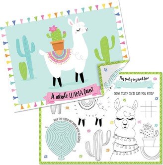 Big Dot Of Happiness Whole Llama Fun - Paper Fiesta Coloring Sheets - Activity Placemats - Set of 16