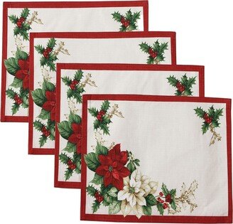 Red and White Poinsettias Placemat, Set of 4