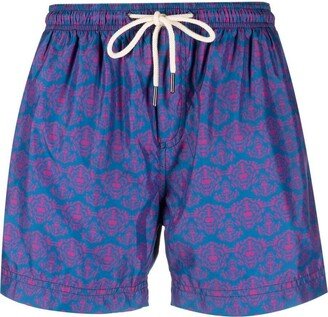 Geometric-Print Swim Shorts