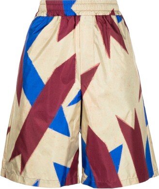 abstract-print silk Bermuda shorts