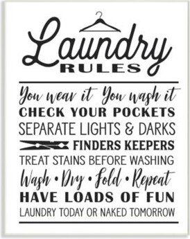 Laundry Rules With Hanger Typography Art Collection