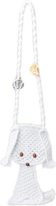 Crochet Knit Bead Embellished Crossbody Bag