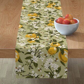 Table Runners: Bees And Lemons - Green Table Runner, 90X16, Green